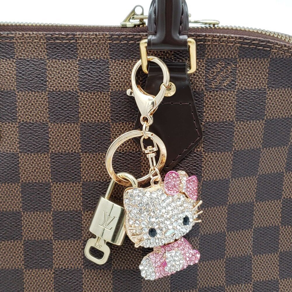 Authentic Louis Vuitton Gold Lock 🔒 Keychain Bag Unbranded Hello Kitty Charm LV - Picture 8 of 8